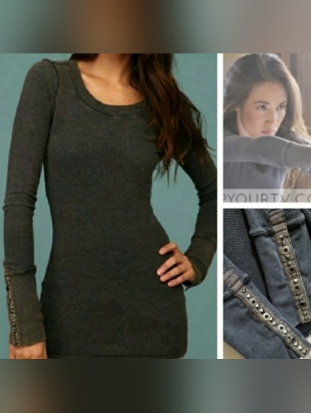 🖤 FREE PEOPLE Motor Cuff Thermal | Rare Vintage Studded Motto Cuff | Size M 🖤